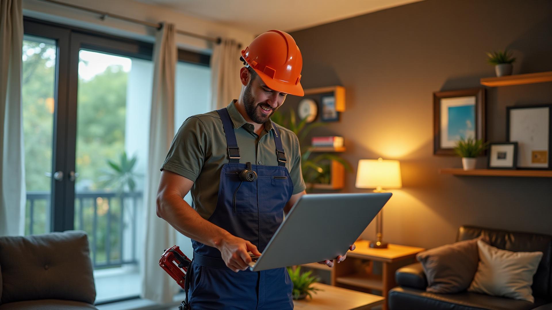 Professional electrician at work